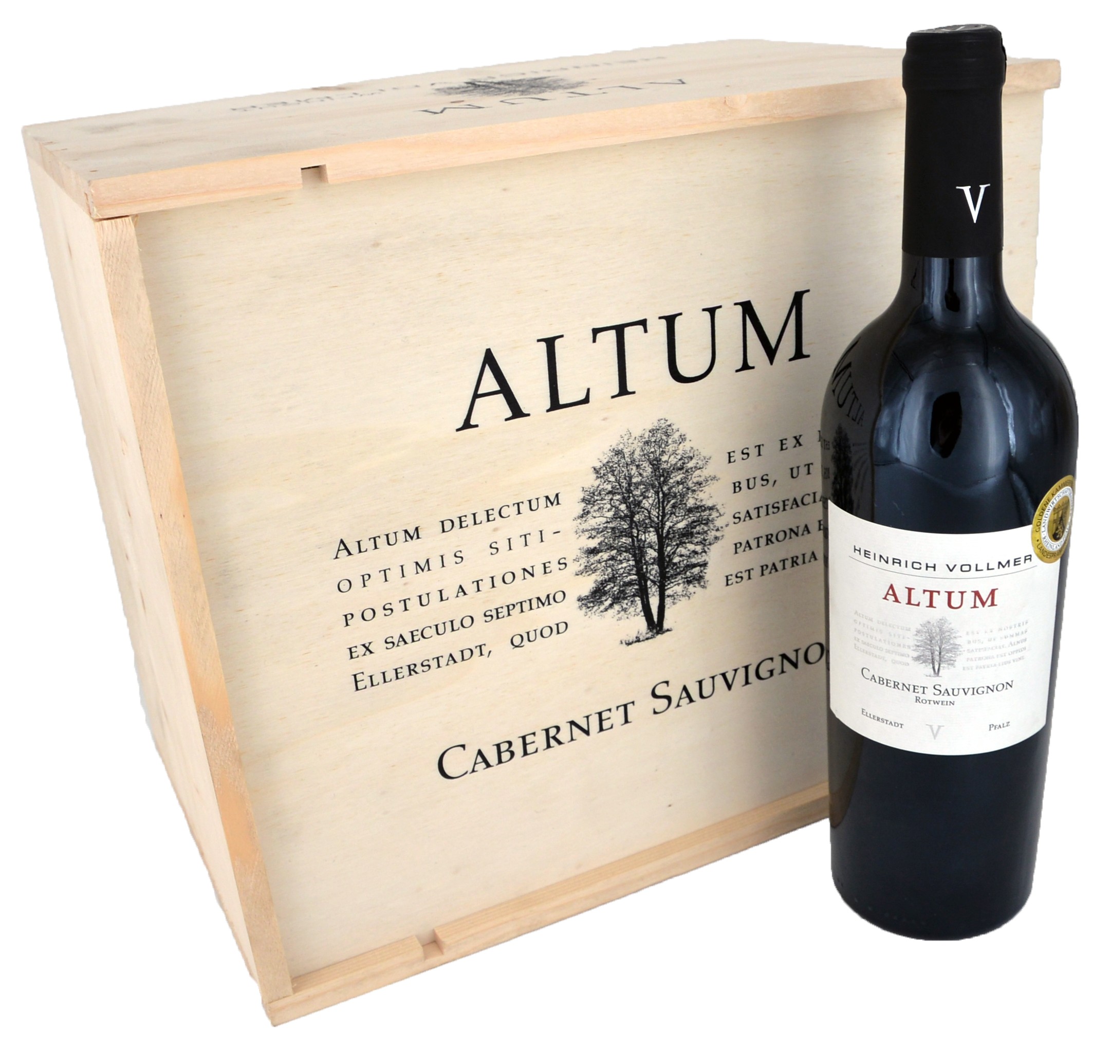 6 Flaschen ALTUM Cabernet Sauvignon trocken in exklusiver ALTUM-Holzbox -  Weingut Heinrich Vollmer GmbH &